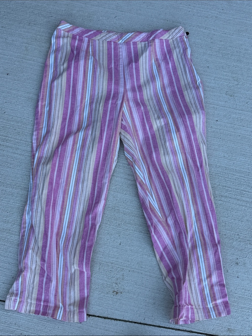 Vintage cotton Duck Head Pink, White and Tan Striped Capris